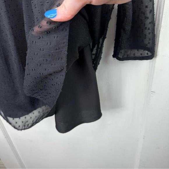 Zara Dotted Mesh Beaded Floral Embroidered Mini Dress with Ruffle - Picture 6 of 6